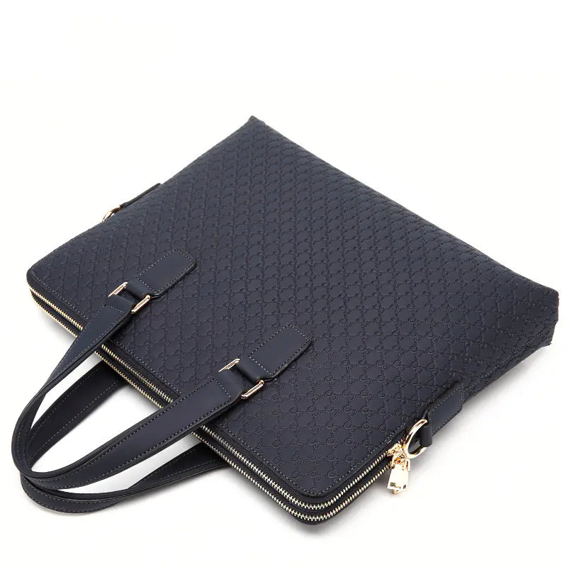 Genuine Leather Men's 14 Inch Business Handbag