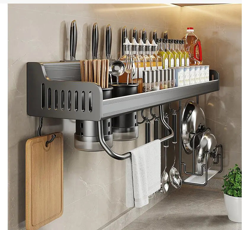 Wall-Mounted Multi-Function Kitchen Storage Rack